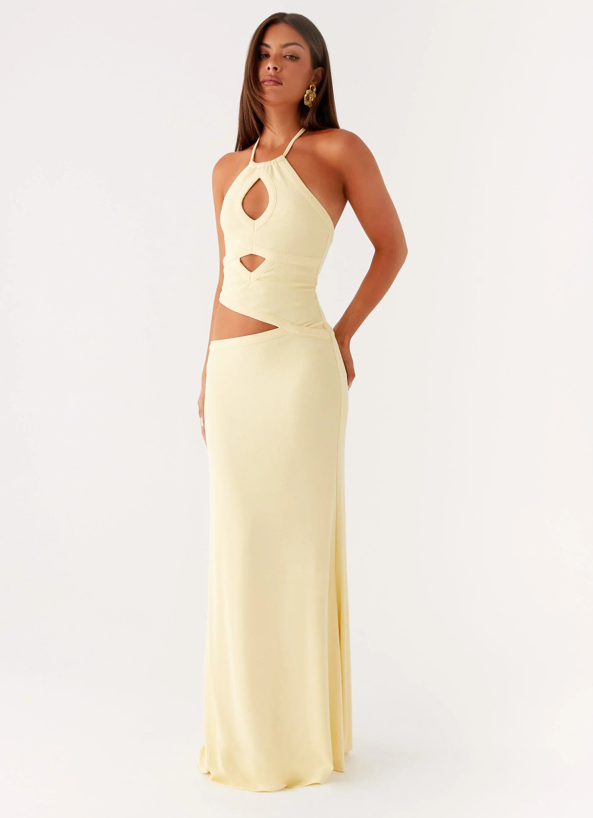 Lanah Cut Out Maxi Dress - Yellow
