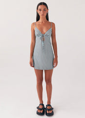 Flora Linen Mini Dress - Coastal Stripe